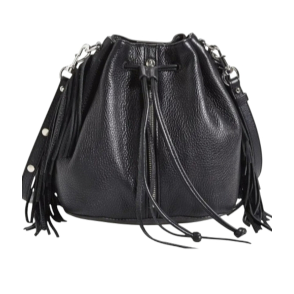 Rebecca Minkoff Black Leather Fringe Shoulder Bag - Picture 2 of 12